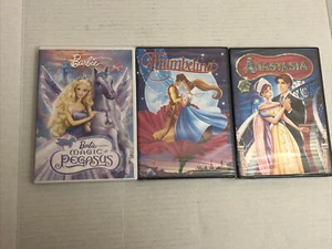 3 Princess DVDs, Barbie And The Magic Of Pegasus, Thumbelina, Anastasia New - Picture 1 of 9