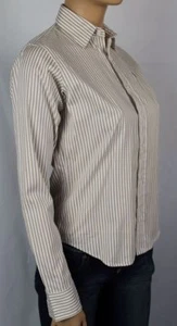 Ralph Lauren TAN WHITE SLIM FIT BLOUSE SHIRT NWT - Picture 1 of 1