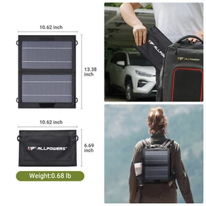ALLPOWERS 5V10W Solar Panel Foldable Power Charger Outdoor Camping Hiking USB - Picture 1 of 10