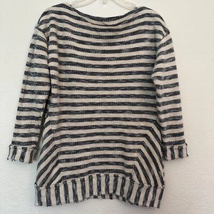 Soft Surroundings Women's Sweater Top Marina Pullover Stripes Raw Hem. Size M - Picture 1 of 12