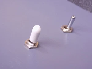 MINIATURE TOGGLE SWITCH BAT CAPS, WHITE VINYL SLIP-ON, QTY:30 - Picture 1 of 3