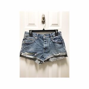 FRAME Womens Cut Off Blue Jean Shorts Size 25  Button Fly NEW Distressed