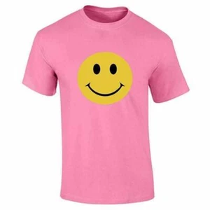 Womens Smiling Emoji Face Printed T Shirt Girls Round Neck Short Sleeve Top Tees - Picture 1 of 16