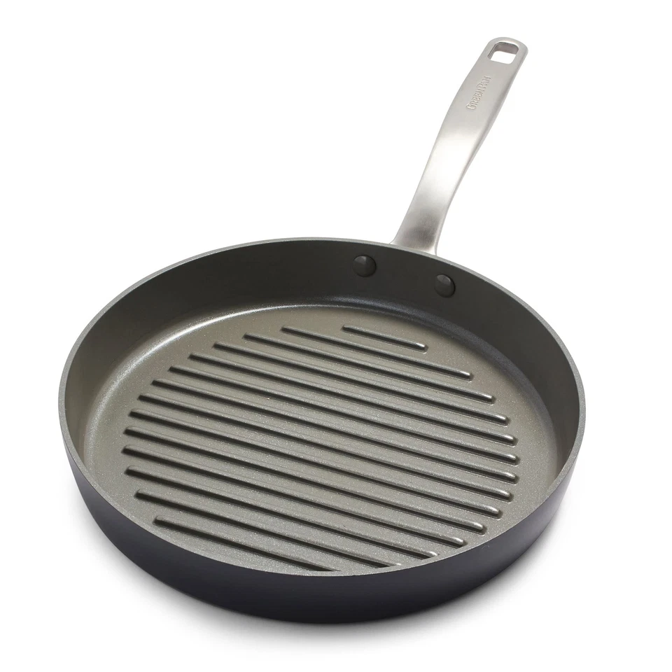 GreenPan Chatham Hard Anodized Healthy Ceramic Nonstick 11" Grill Pan Gray