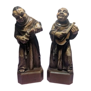 Vintage ITALY Anri Toriart Monks Detailed Wood Carving Figures Set Of Two L31 - Picture 1 of 18