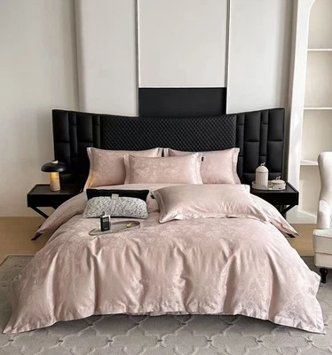 Luxury Pima Cotton Sateen Jacquard Duvet Cover4-Piece Set – Butterfly Pattern - Image 1 of 4