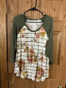 Maurices Plus Size 1X Baseball T Style Shirt Fall Colors EUC - Picture 1 of 13