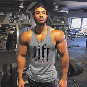 Men vest sleeveless Bodybuilding Stringer Tank Top Fitness Gym Workout Cotton
