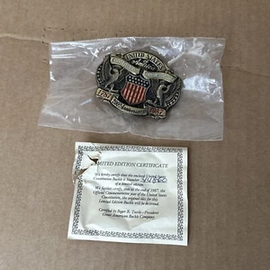 Fibbia cintura metallo 200° anniversario Costituzione Stati Uniti d'America 1987 - Foto 1 di 4