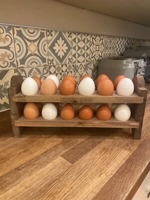 Personalised Egg Holder Rustic Wooden Rack Farm Egg Stand Handmade Egg Storage U - Image 1 of 4