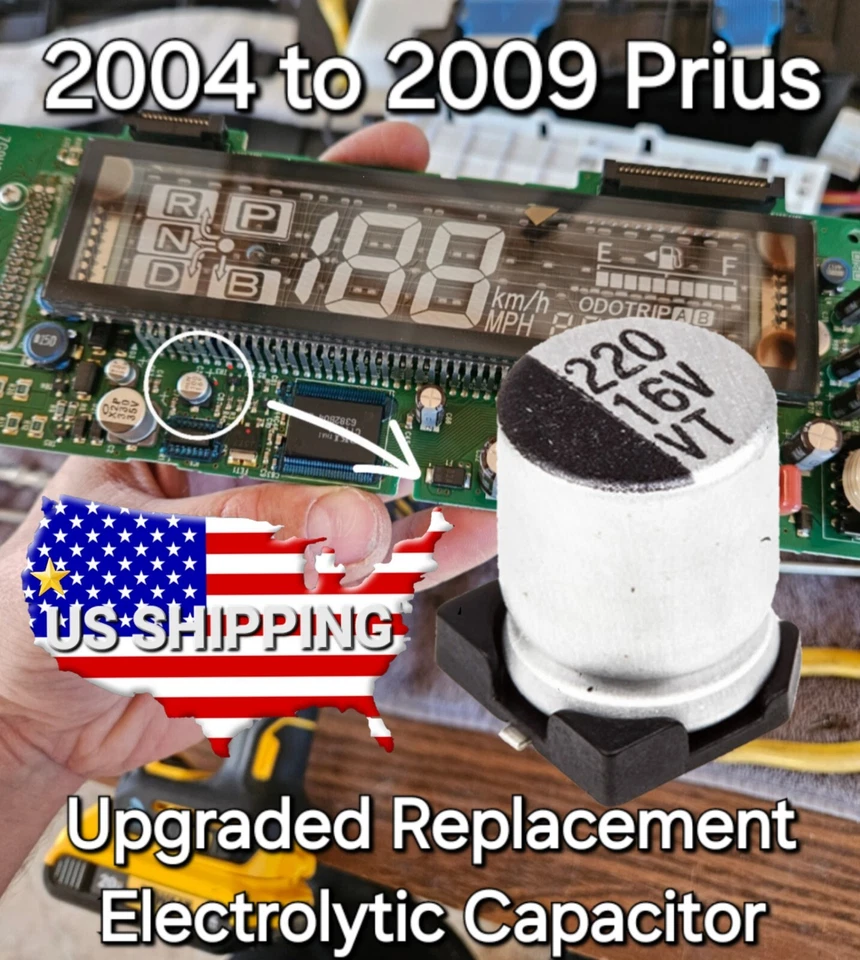 5 Pack 2004-2009 Prius Capacitors Upgraded Replacement 220uf 16v Electrolytic - Image 1 of 1