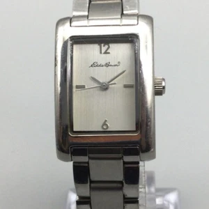 Eddie Bauer Watch Women Silver Tone 20mm Rectangle Dial New Battery 6.5" - Picture 1 of 13