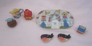 Juego de té de 9 piezas para pájaros en miniatura - Imagen 1 de 11