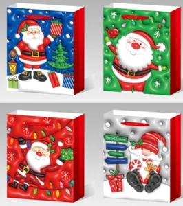 12pcs 3D Christmas Gift Bag Strong Paper Bags for Party Handles XL 16X12X5.2'' - Picture 1 of 1