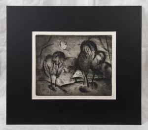 Grabado original firmado, punto seco, paisaje rural ucraniano, artista Sapronov - Imagen 1 de 9