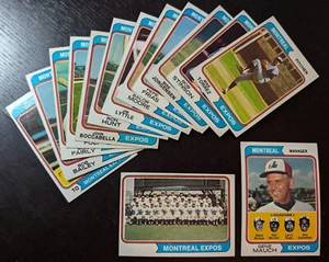 1974 Topps Lot of 14 MONTREAL EXPOS-MAUCH BAILEY HUNT TORREZ BOCCABELLA EX-EXMT - Picture 1 of 5