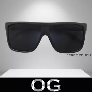 MENS SUNGLASSES OG ALL BLACK DARK LENS BLACK FRAME LOCS LOOK GANGSTER BIKER STYL - Picture 1 of 3