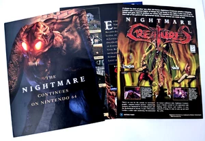 Lot 2 Nightmare Creatures N64 1997 Vintage Print Ads/Poster Horror Art 1998 - Picture 1 of 7