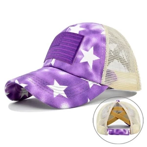 Purple American Star Trucker Ponytail Womans Baseball Cap, Activewear Athleisure - Picture 1 of 7
