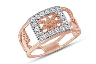 Mens Marijuana Leaf Ring 1/2ct Natural Round Diamond in 10K Solid Rose Gold - Image 1 of 4