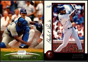 1998 Charles Johnson Los Angeles Dodgers (2) Card Lot - RARE TREASURE - Picture 1 of 2