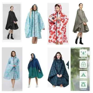 Hombres Damas Impermeable Poncho Frontal Cremallera Capucha Abrigo de Lluvia Mac Chaqueta Talla Única - Imagen 1 de 42