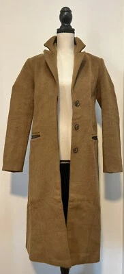 Rare VEDA Camel Color Wool Long Overcoat Size Extra Small XS - Image 1 of 4