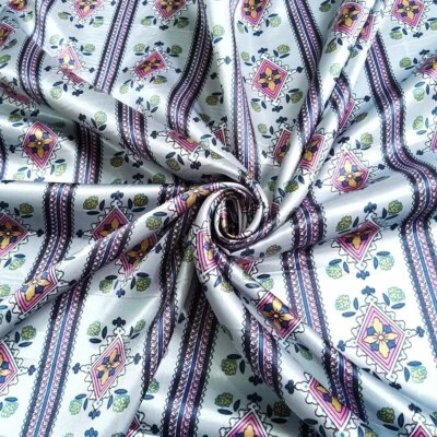 1 yard X 1.48 meter Retro Floral Satin Fabric Material For Scarf Headband Crafts - Image 1 of 4