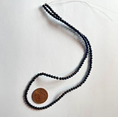 Vintage Natural Black Agate Smooth Onyx 3 mm strand  16" " WHOLESALE!!! Foto 1 de 4