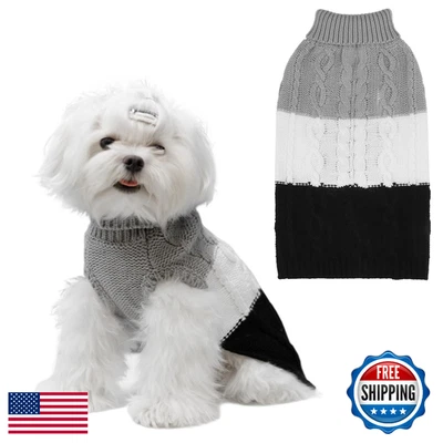 Suéter para Cachorro EXPAWLORER Grande - Furo de Trela, Gola Alta, Malha de Cabo, Outono/Inverno - Imagem 1 de 4