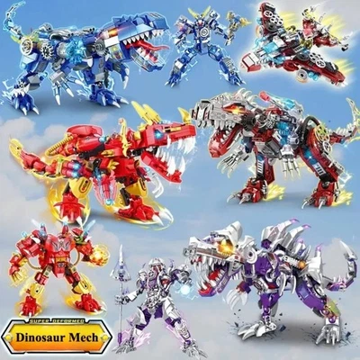 🦖 Transformable Dino Duo Building Kit — Triceratops & Raptor Mech - Image 1 of 4