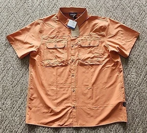 NWT New Patagonia Men's Short Sleeved Self Guided Sun Shirt Large L Rock Melon - Picture 1 of 14