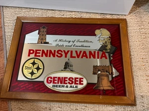 VTG Genesee Beer & Ale Wood Framed Mirror Beer Sign Pennsylvania 16.5" x 22.5" - Picture 1 of 5