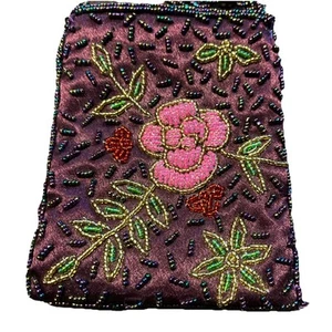 "Bolsa bandolera de colección con cuentas 42"" correa rosa rosa y hojas rosa, púrpura, verde, rojo" - Imagen 1 de 9