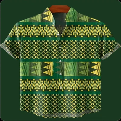 New Men's Forest Art Print Linen Comfortable  Short Sleeve Shirt for Art Lovers - Image 1 of 4