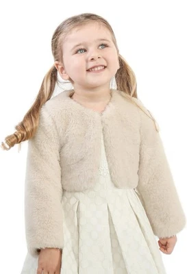 Abrigo de vestir de piel sintética cuello redondo manga larga Lilax para niñas Foto 1 de 4