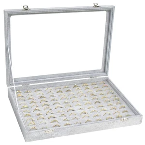 Ring Display Case Organizer Box with Transparent Lid, Showcase for Store Disp... - Picture 1 of 6