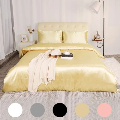 Satin Duvet Cover Set 3 Piece, 2 Pillowcases with Envelope - Image 1 of 4