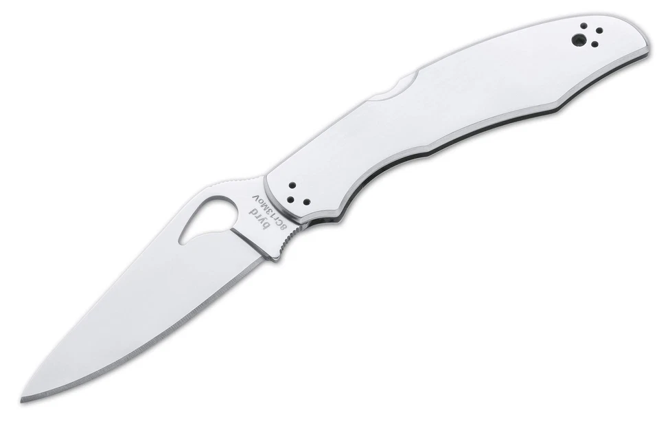 Spyderco Messer Cara Cara Silber Backlock 8Cr13MoV Taschenmesser Edelstahlgriff