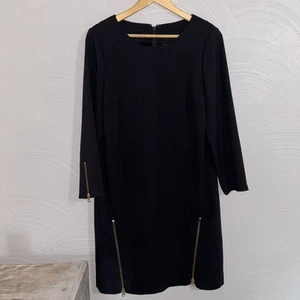 J.crew Women’s Size 10T double zip 3/4 sleeves career sheath dress black - Picture 1 of 7