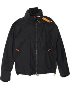 SUPERDRY Womens Windcheater Windbreaker Jacket UK 10 Small Black Nylon CB01 - Picture 1 of 3
