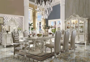 Traditional Antique White Dining Room Set 9 piece Rectangular Table Chairs ICAD - Picture 1 of 3