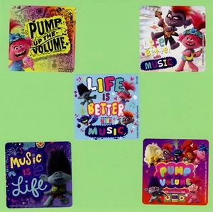 15 Trolls World Tour Music - Large Stickers -  Party Favors - Picture 1 of 1