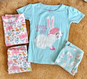 Lot of 2 Sets Carter's Simple Joys Girl's Pajamas Size 8 Cute Animals Bunnies - Picture 1 of 9