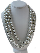 A New Day Women's Faux Pearl Necklace Triple Strand Black Satin String