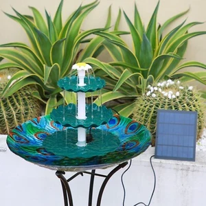 3 Tiered Bird Bath,3.5W Solar Pump, DIY Solar Fountain and Suitable for Bird Bat - Picture 1 of 8
