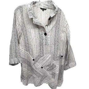 John Mark Damen Bluse weiß mit schwarzen Streifen Medium - Knopf fehlt (UB) - Bild 1 von 5