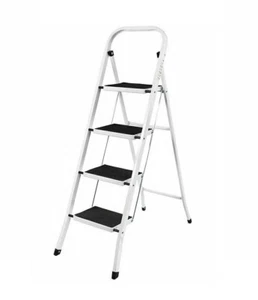 Step Ladder 4-Step Folding Safety Lock Space Saving Storage Safety Non Slip - Zdjęcie 1 z 4