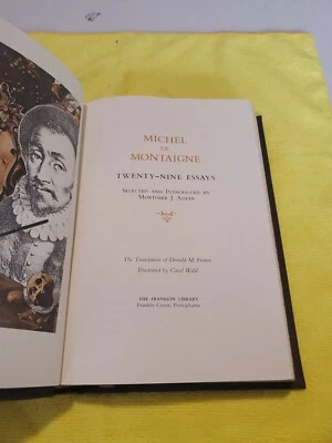 Vtg 1982 29 ESSAYS by MICHEL De MONTAIGNE 1/4 Leather The Franklin Library, LN - Image 1 of 4