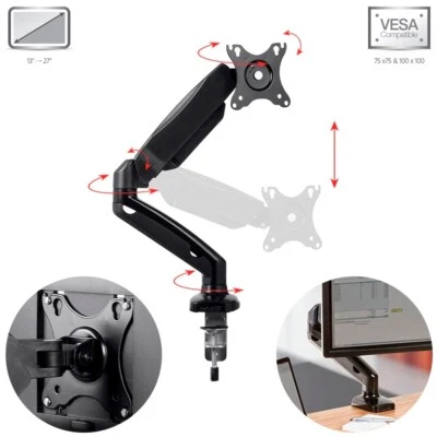 13" ~ 27" Full Motion Monitor Desk Mount Stand Adjustable Gas Spring LCD VESA - Image 1 of 4